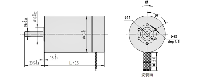43空心杯無刷電機參數(shù)-空心杯電機尺寸圖